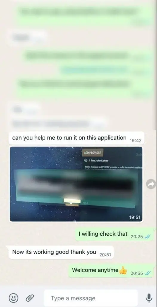 WhatsApp Support Chat Example 3